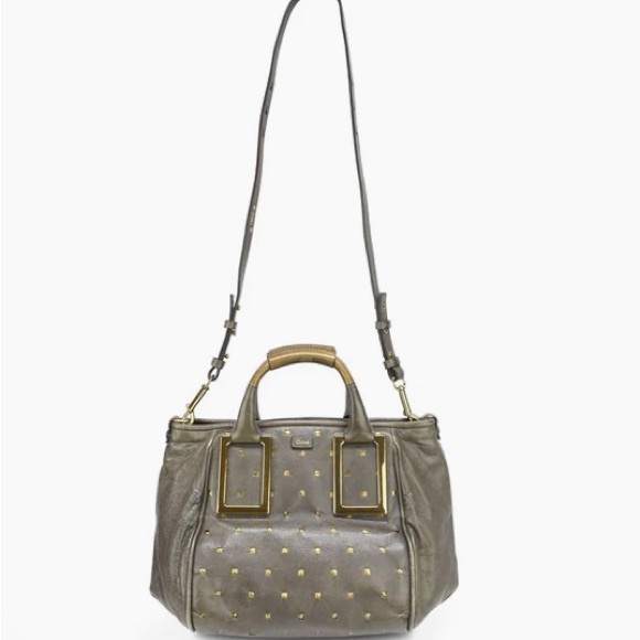 Chloe Taupe Brown Shoulder Bag with Gold Accents - Picture 13 of 14
